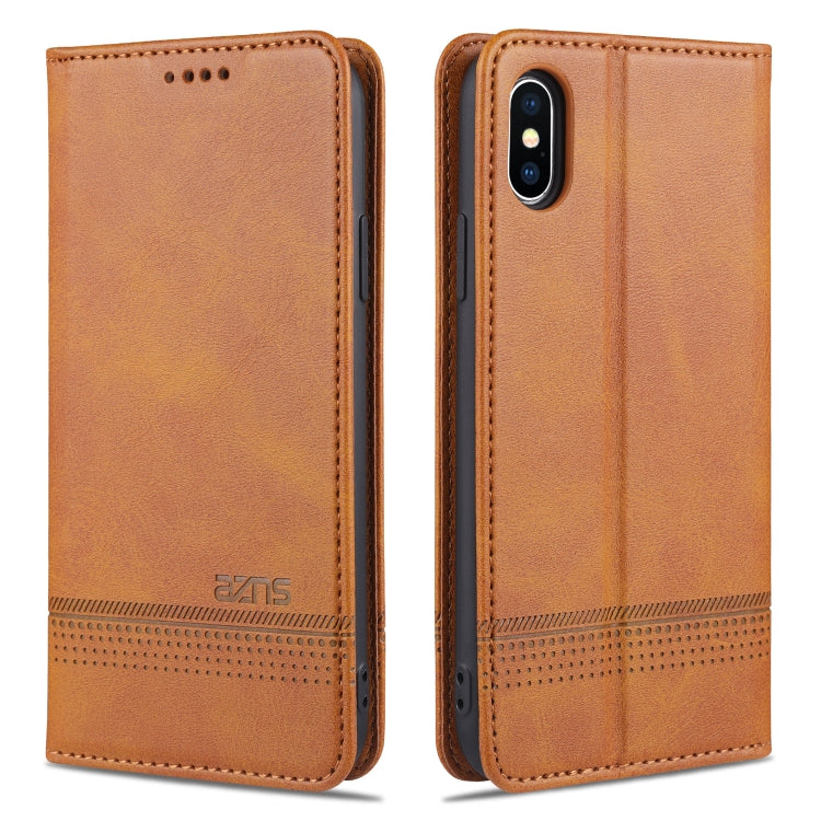 AZNS Estuche de cuero con tapa horizontal con textura de becerro magnético con ranuras para tarjetas y soporte y billetera, For iPhone 6, For iPhone 6 Plus, For iPhone 8 / 7, For iPhone 8 Plus/7 Plus, For iPhone XR, For iPhone XS Max