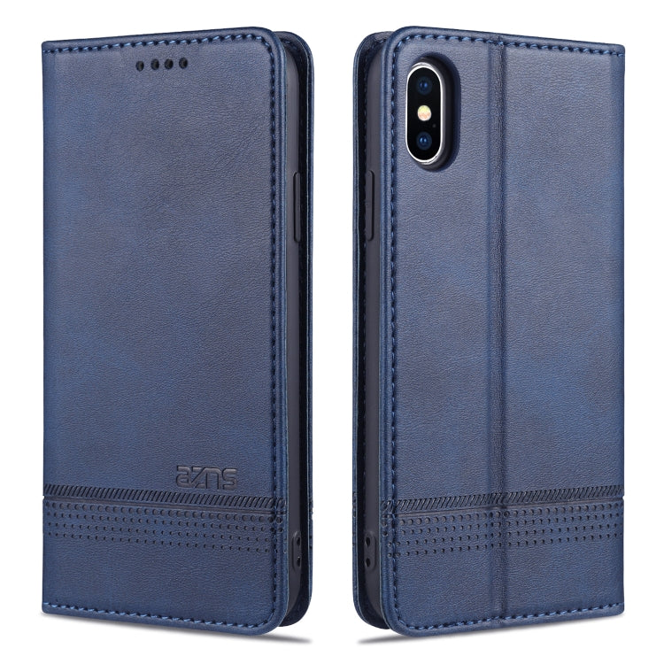 AZNS Estuche de cuero con tapa horizontal con textura de becerro magnético con ranuras para tarjetas y soporte y billetera, For iPhone 6, For iPhone 6 Plus, For iPhone 8 / 7, For iPhone 8 Plus/7 Plus, For iPhone XR, For iPhone XS Max