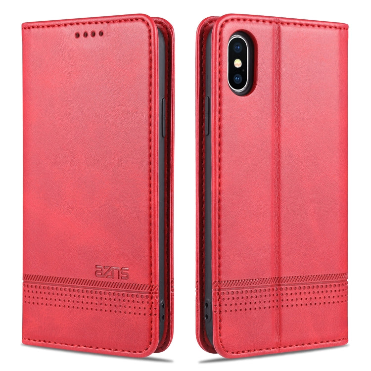 AZNS Estuche de cuero con tapa horizontal con textura de becerro magnético con ranuras para tarjetas y soporte y billetera, For iPhone 6, For iPhone 6 Plus, For iPhone 8 / 7, For iPhone 8 Plus/7 Plus, For iPhone XR, For iPhone XS Max