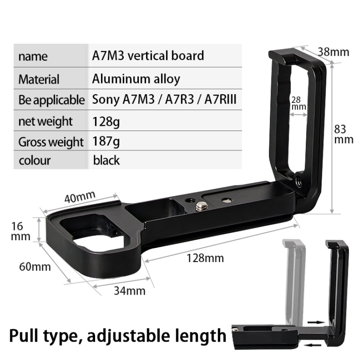 BEXIN A73 Cámara con placa en L Clapper vertical para cámara A7M3 A7III A7RIII