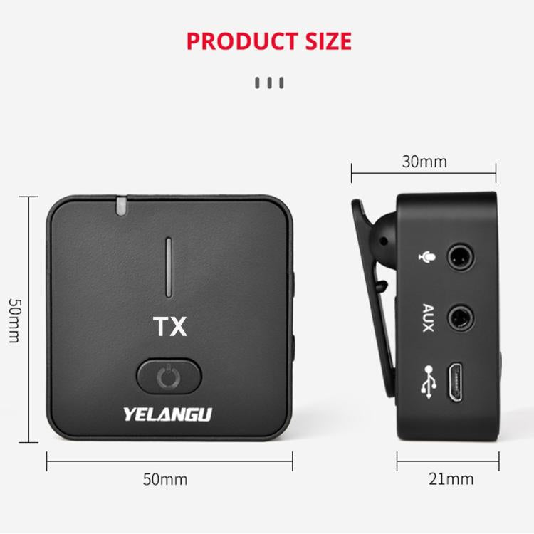 YELANGU MX5 2.4G Transmisión en vivo Entrevista Disparo Micrófono de grabación inalámbrico