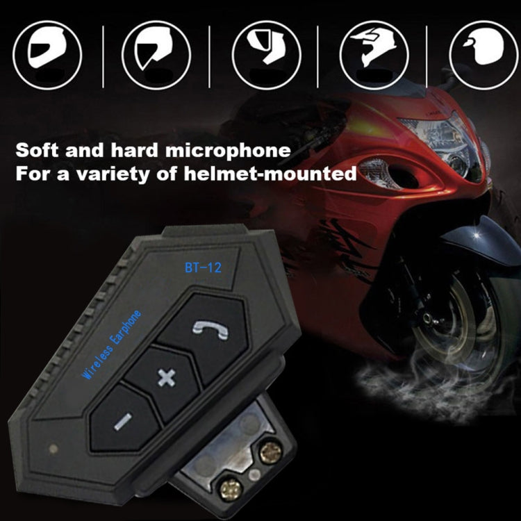 BT12 Casco de motocicleta Auriculares Bluetooth Intercomunicador de motocicleta Auriculares Bluetooth, BT12