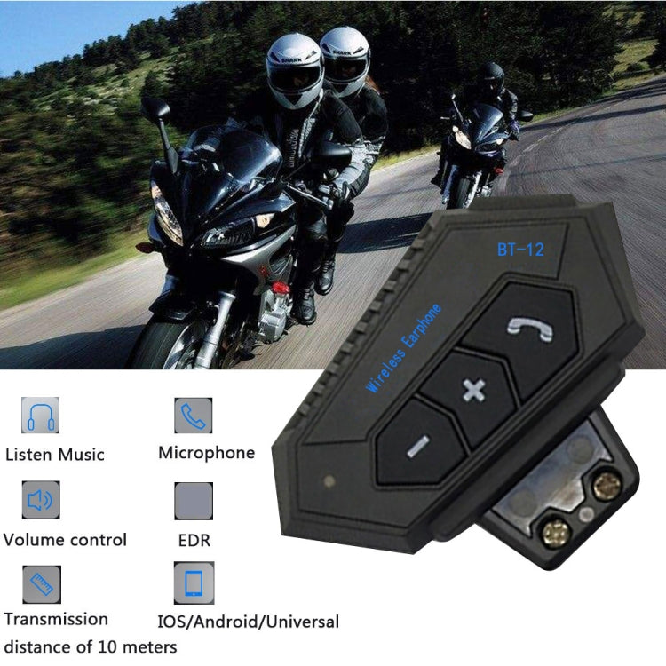 BT12 Casco de motocicleta Auriculares Bluetooth Intercomunicador de motocicleta Auriculares Bluetooth, BT12