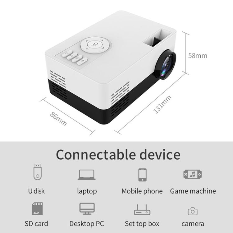 J15 1920 x 1080P HD Mini proyector LED para el hogar con soporte para trípode AV / HDMI x 1 / USB x1 / TF x 1, EU Plug, US Plug, UK Plug, AU Plug