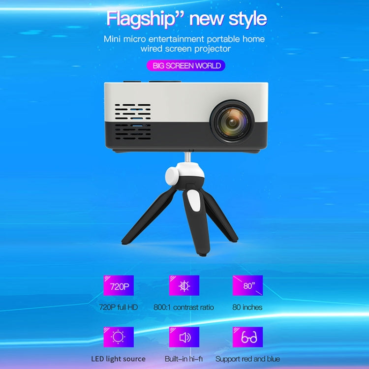 J15 1920 x 1080P HD Mini proyector LED para el hogar con soporte para trípode AV / HDMI x 1 / USB x1 / TF x 1, EU Plug, US Plug, UK Plug, AU Plug