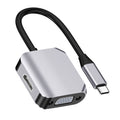 Convertidor de adaptador HW-6002 2 en 1 tipo C / USB-C a HDMI + VGA, HW-6002