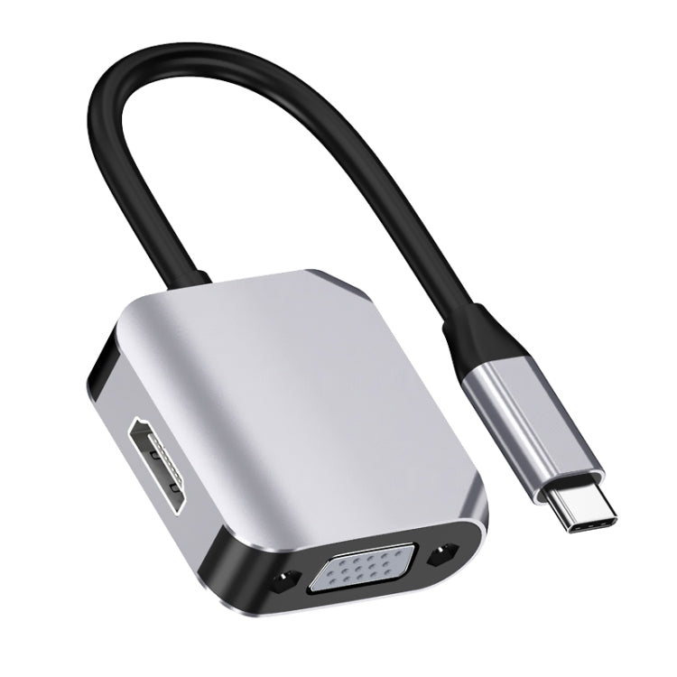 Convertidor de adaptador HW-6002 2 en 1 tipo C / USB-C a HDMI + VGA, HW-6002
