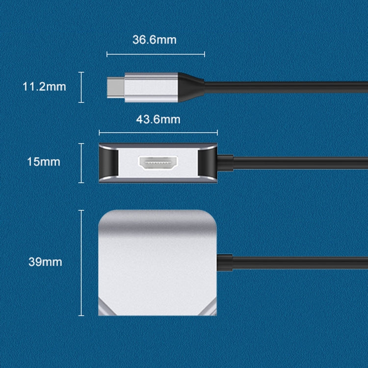 Convertidor de adaptador HW-6002 2 en 1 tipo C / USB-C a HDMI + VGA, HW-6002