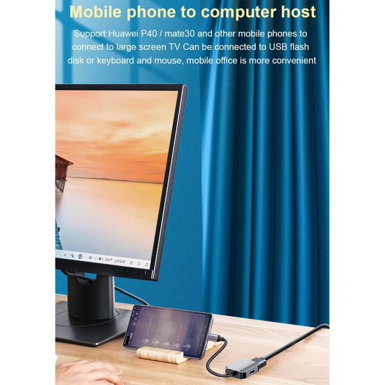 Convertidor de adaptador HW-6002 2 en 1 tipo C / USB-C a HDMI + VGA, HW-6002