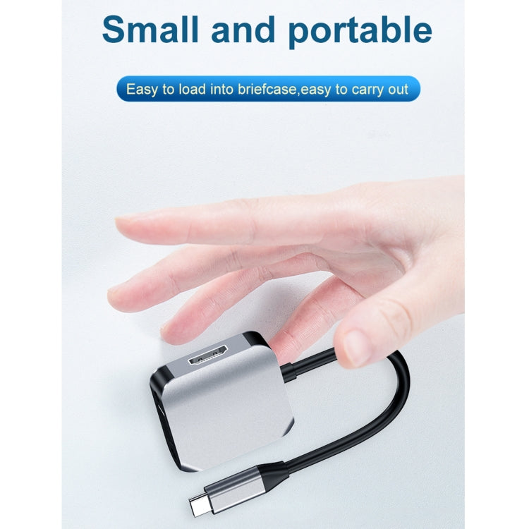 Convertidor de adaptador HW-6002 2 en 1 tipo C / USB-C a HDMI + VGA, HW-6002