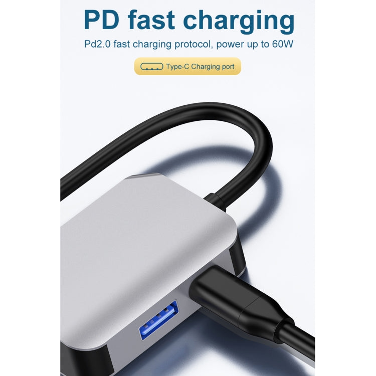 HW-6003 3 en 1 Tipo-C / USB-C a HDMI + PD + Convertidor de adaptador de estación de acoplamiento USB 3.0, HW-6003
