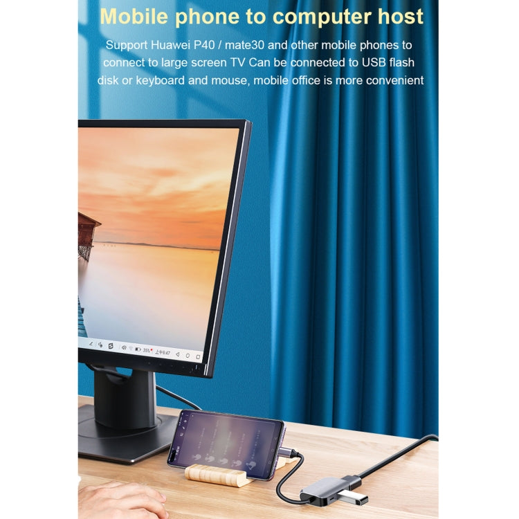 HW-6003 3 en 1 Tipo-C / USB-C a HDMI + PD + Convertidor de adaptador de estación de acoplamiento USB 3.0, HW-6003