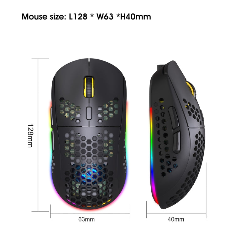 Ratón inalámbrico para juegos HXSJ T90 RGB Light de tres modos