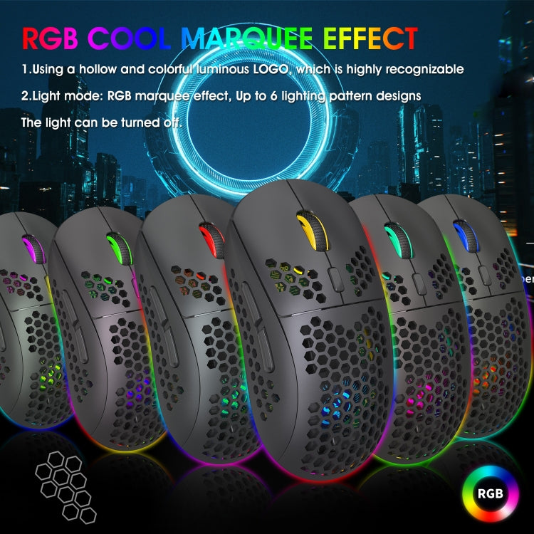Ratón inalámbrico para juegos HXSJ T90 RGB Light de tres modos