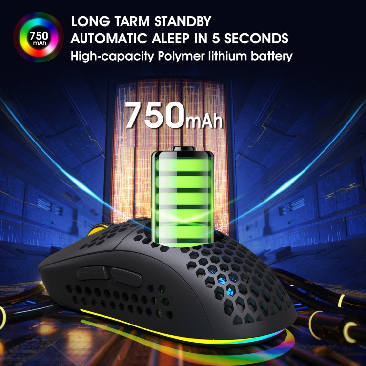 Ratón inalámbrico para juegos HXSJ T90 RGB Light de tres modos