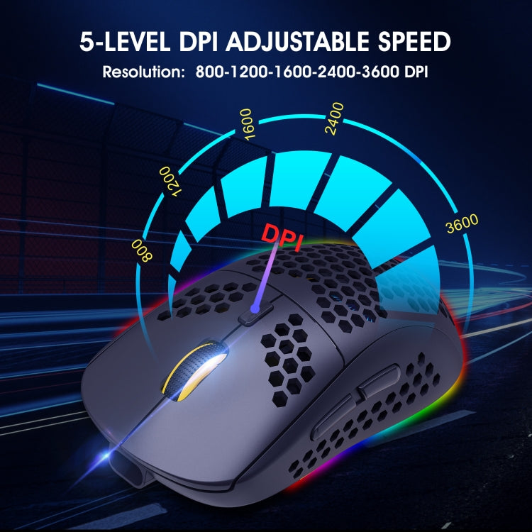 Ratón inalámbrico para juegos HXSJ T90 RGB Light de tres modos