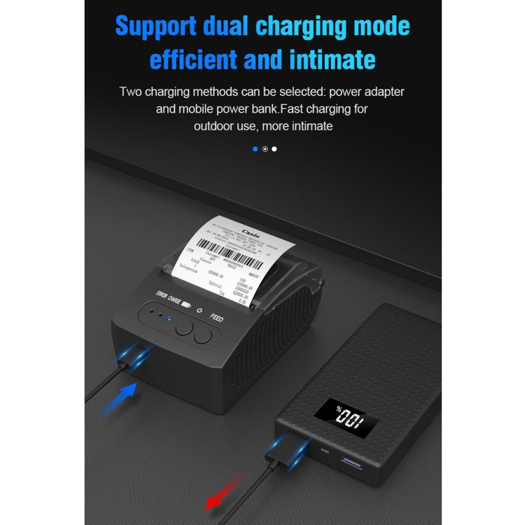 5811DD 58 mm Bluetooth 4.0 Impresora térmica portátil de recibos Bluetooth,, EU Plug, US Plug, UK Plug