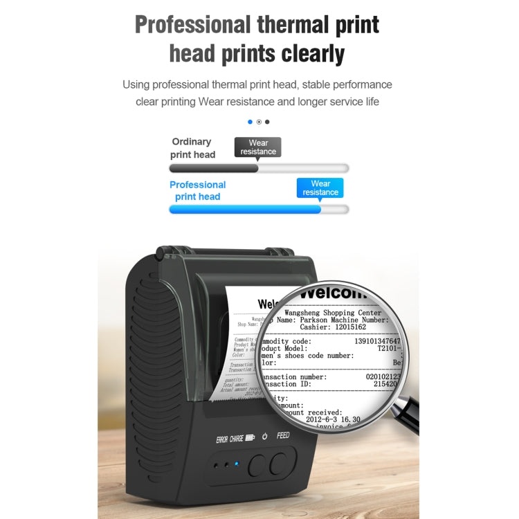 5811DD 58 mm Bluetooth 4.0 Impresora térmica portátil de recibos Bluetooth,, EU Plug, US Plug, UK Plug