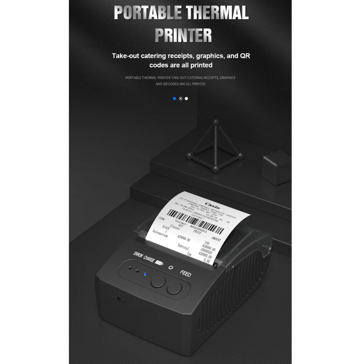 5811DD 58 mm Bluetooth 4.0 Impresora térmica portátil de recibos Bluetooth,, EU Plug, US Plug, UK Plug