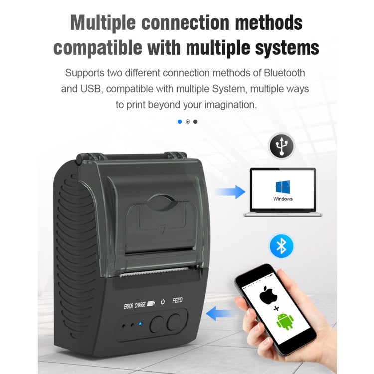 5811DD 58 mm Bluetooth 4.0 Impresora térmica portátil de recibos Bluetooth,, EU Plug, US Plug, UK Plug