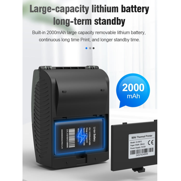 5811DD 58 mm Bluetooth 4.0 Impresora térmica portátil de recibos Bluetooth,, EU Plug, US Plug, UK Plug
