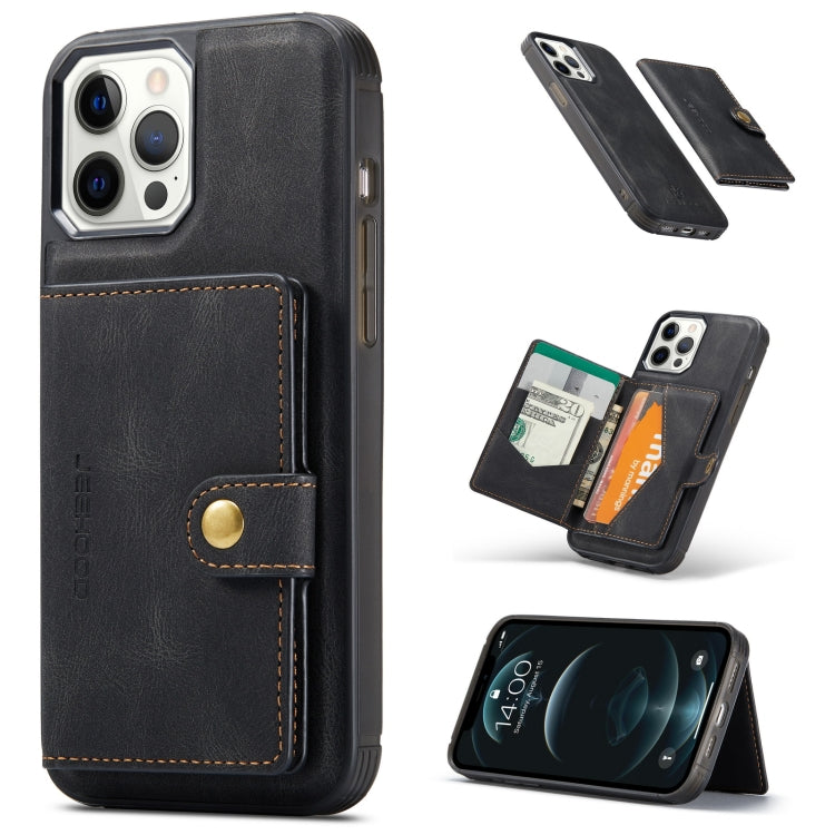 JEEHOOD Estuche de cuero desmontable magnético retro con billetera y ranura para tarjeta y soporte, For iPhone 12 mini, For iPhone 12 / 12 Pro, For iPhone 12 Pro Max