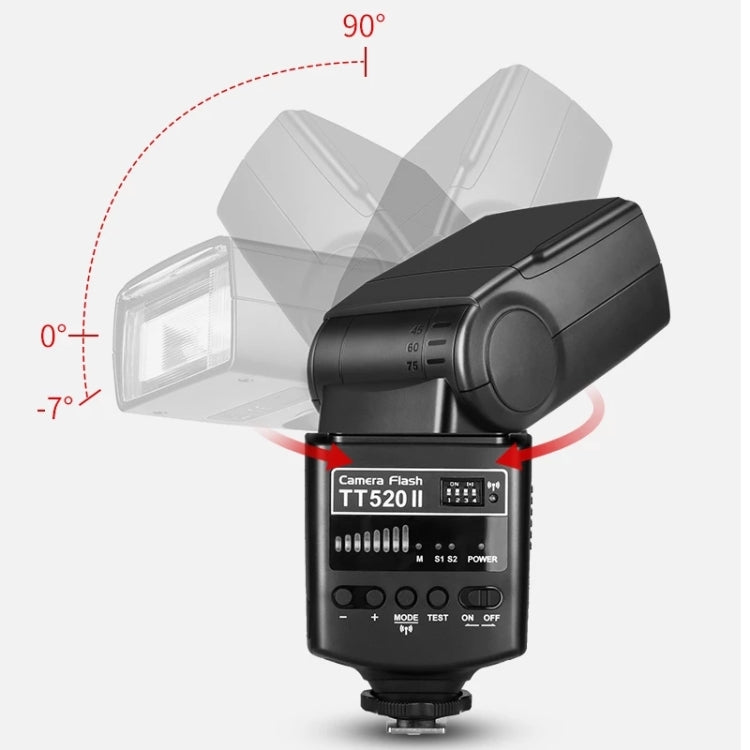 Godox TT520II 433MHZ Inalámbrico 1/300s-1/2000s HSS Flash Speedlite Cámara Luz de relleno superior para cámaras Canon / Nikon DSLR, TT520II