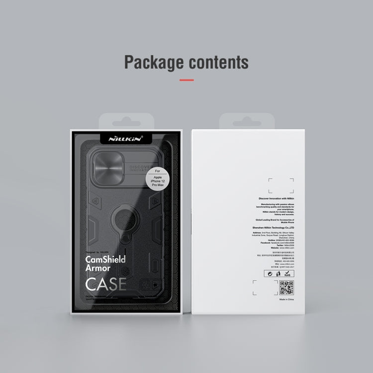 Estuche protector NILLKIN CamShield Armor a prueba de golpes con soporte de anillo invisible, For iPhone 12 / 12 Pro, For iPhone 12 Pro Max