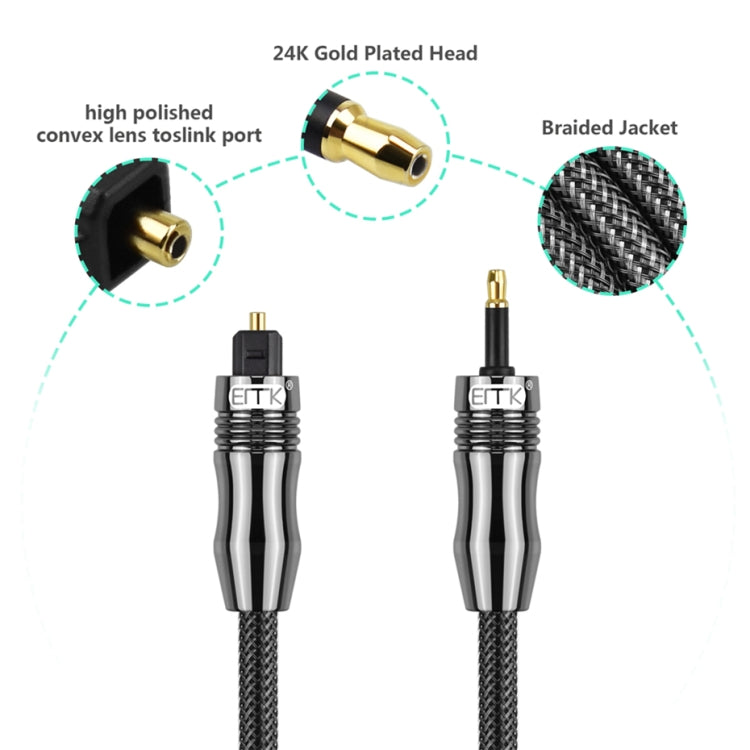 EMK OD1.0mm 3.5mm Sonido digital Toslink a Mini Toslink Cable de audio óptico digital, 1m, 1.5m, 2m, 3m, 5m
