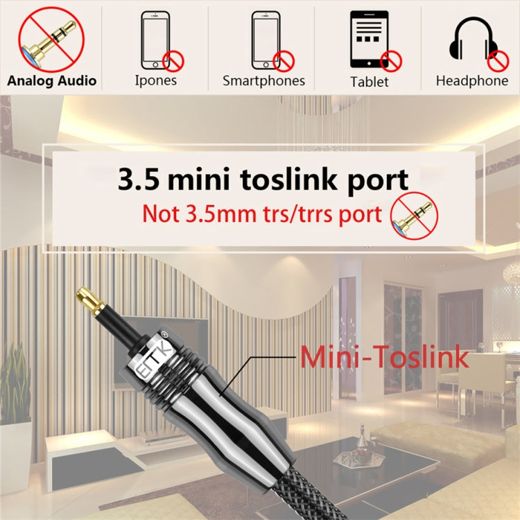 EMK OD1.0mm 3.5mm Sonido digital Toslink a Mini Toslink Cable de audio óptico digital, 1m, 1.5m, 2m, 3m, 5m