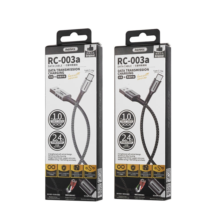 Cable de datos de carga de la serie Remax 2.4A Barrett, longitud: 1 m, Type-C, 8 Pin