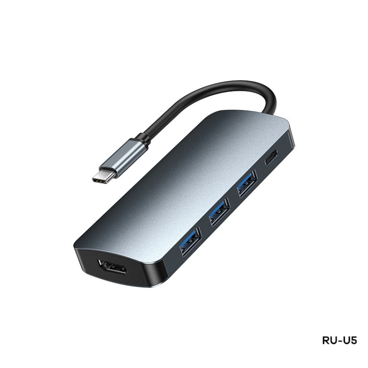 Remax RU-U5 5 en 1 Multifunción Tipo-C / USB-C HUB Estación de acoplamiento, 5 In1
