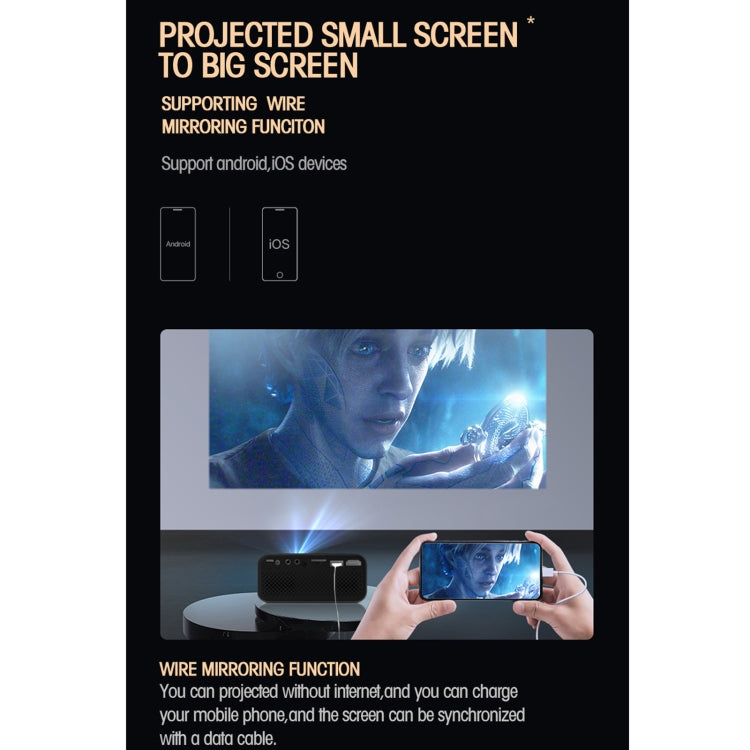 T500 1920x1080P 80 lúmenes Proyector portátil de cine en casa LED HD Digital, Without Remote Control & Adaptor, With Remote Control & Adaptor