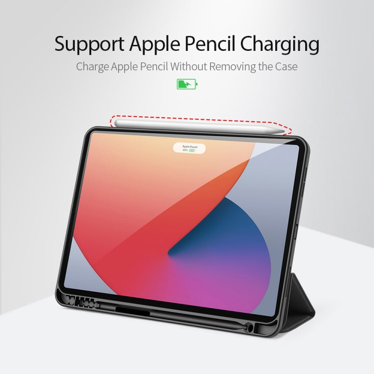 DUX DUCIS Domo Series Funda de cuero TPU + PU magnética con tapa horizontal con tres soportes plegables y ranura para bolígrafo y función de reposo / activación, iPad Pro 11 （2021）/(2020), iPad Pro 12.9  2021 / 2020