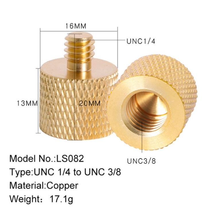 BEXIN LS082 2 tornillos de conversión de rosca hembra de 3/8 de pulgada a macho de 1/4 de pulgada, LS082