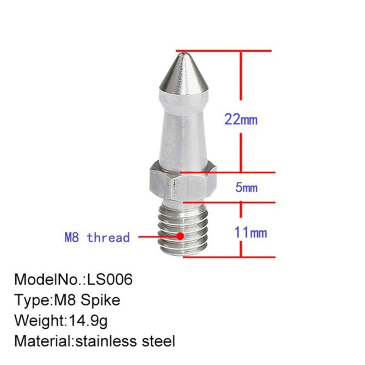 BEXIN LS006 2 uds tornillos de pie de acero inoxidable M8 pulgadas para trípode SLR, LS006