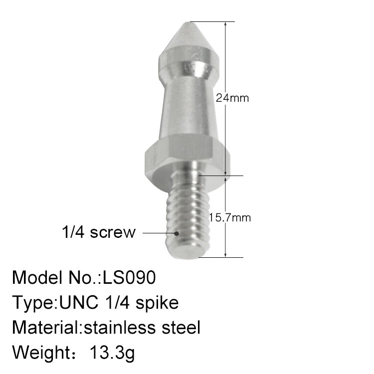 BEXIN LS090 2 uds tornillos de pie de acero inoxidable de 1/4 pulgadas para trípode SLR, LS090