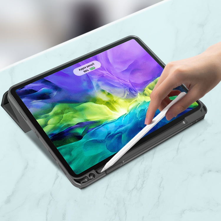 Mutural YASHI Serie TPU + PU Patrón de tela Textura Funda de cuero con tapa horizontal con tres soportes plegables y ranura para bolígrafo y función de activación / suspensión, For iPad Pro 11 (2021), For iPad Pro 12.9 2022 / 2021