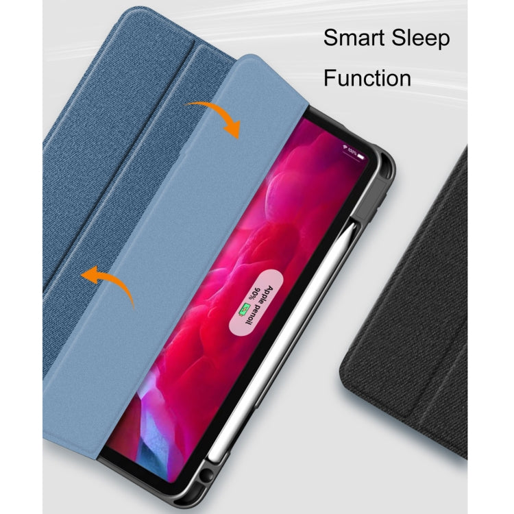 Mutural YASHI Serie TPU + PU Patrón de tela Textura Funda de cuero con tapa horizontal con tres soportes plegables y ranura para bolígrafo y función de activación / suspensión, For iPad Pro 11 (2021), For iPad Pro 12.9 2022 / 2021