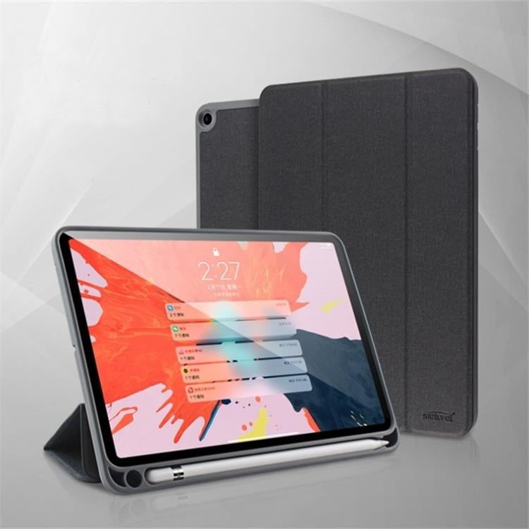 Para iPad 10.2 Litchi Texture Funda de cuero con tapa horizontal con tres soportes plegables y ranura para bolígrafo, For iPad 10.2