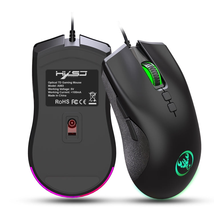 HXSJ A883 7 teclas 6400DPI RGB Light Mechanical Gaming Ratón con cable