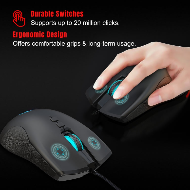 HXSJ A883 7 teclas 6400DPI RGB Light Mechanical Gaming Ratón con cable