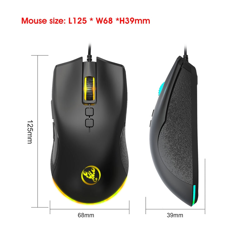 HXSJ A883 7 teclas 6400DPI RGB Light Mechanical Gaming Ratón con cable