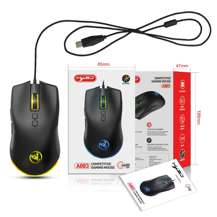 HXSJ A883 7 teclas 6400DPI RGB Light Mechanical Gaming Ratón con cable