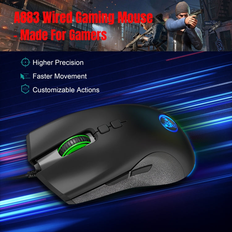 HXSJ A883 7 teclas 6400DPI RGB Light Mechanical Gaming Ratón con cable