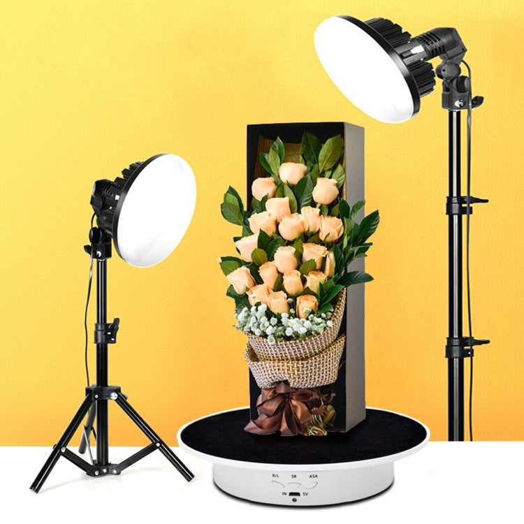 Tocadiscos giratorio eléctrico USB de 20 cm, soporte de exhibición, accesorios de grabación de vídeo, plato giratorio para fotografía, carga: 8 kg, 20cm(Black Velvet), 20cm (White Base Black Velvet), 20cm (White Base White Velvet)