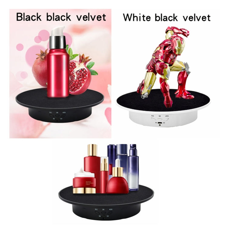 Tocadiscos giratorio eléctrico USB de 20 cm, soporte de exhibición, accesorios de grabación de vídeo, plato giratorio para fotografía, carga: 8 kg, 20cm(Black Velvet), 20cm (White Base Black Velvet), 20cm (White Base White Velvet)
