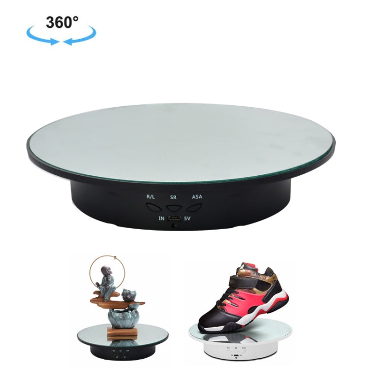 Tocadiscos giratorio eléctrico USB de 20 cm, soporte de exhibición, accesorios de grabación de vídeo, plato giratorio para fotografía, carga: 8 kg, 20cm(Black Mirror), 20cm (White Mirror)