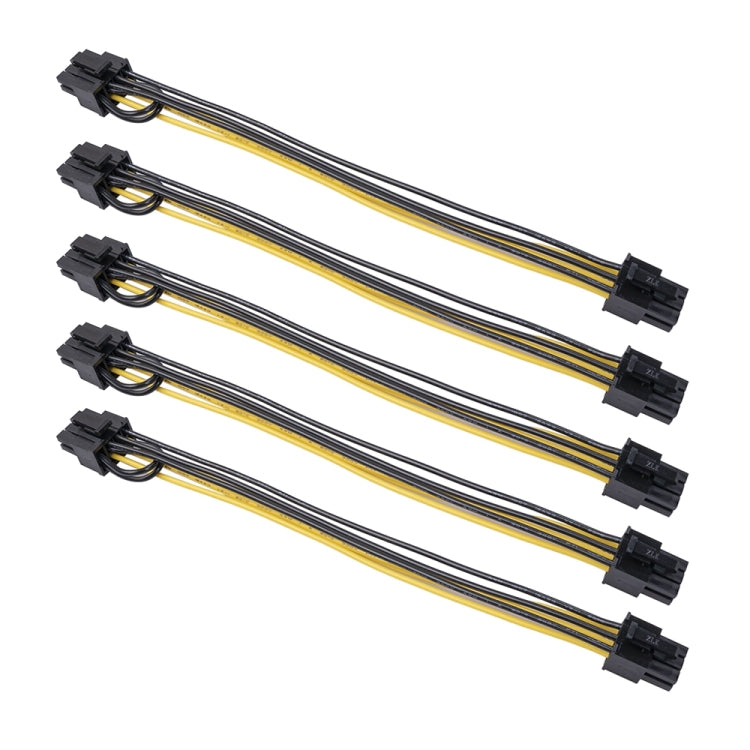 5 PCS 3682 Cable adaptador de fuente de alimentación de tarjeta gráfica hembra de 6 pines a hembra de 8 pines, longitud: 20 cm