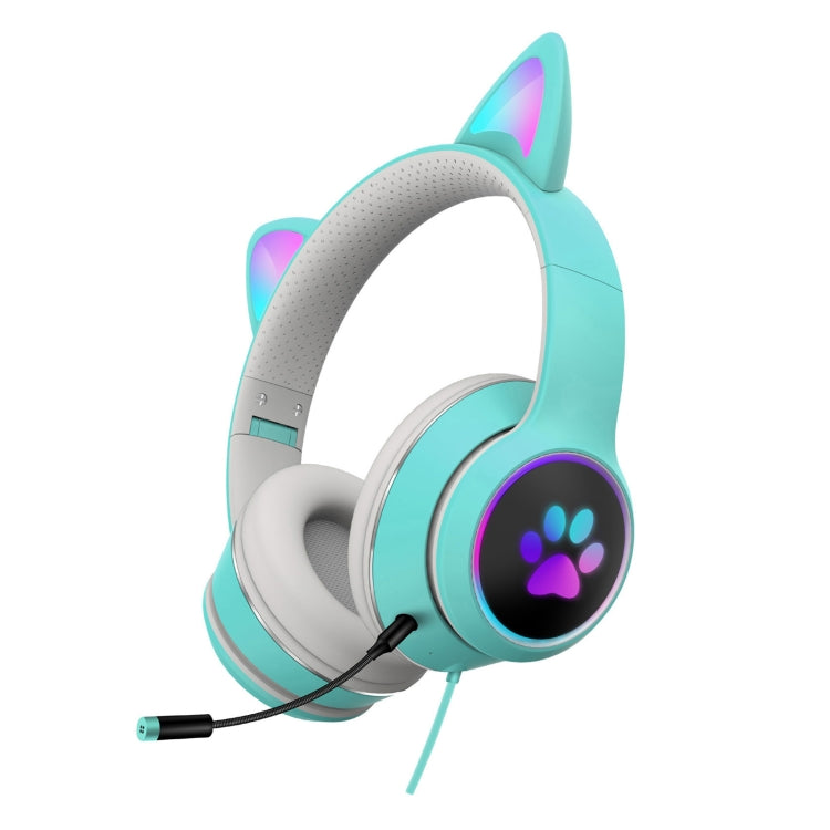AKZ-022 USB + Puerto de 3,5 mm Diseño de oreja de gato Auricular LED plegable con micrófono